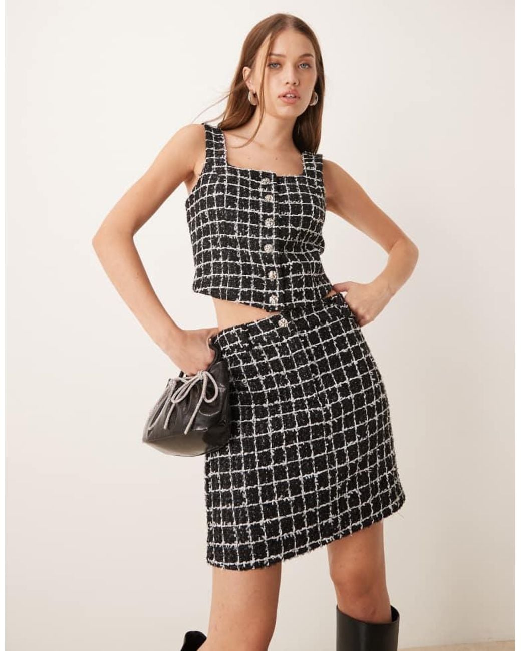 Y.A.S Natural Boucle Mini Skirt Co-Ord