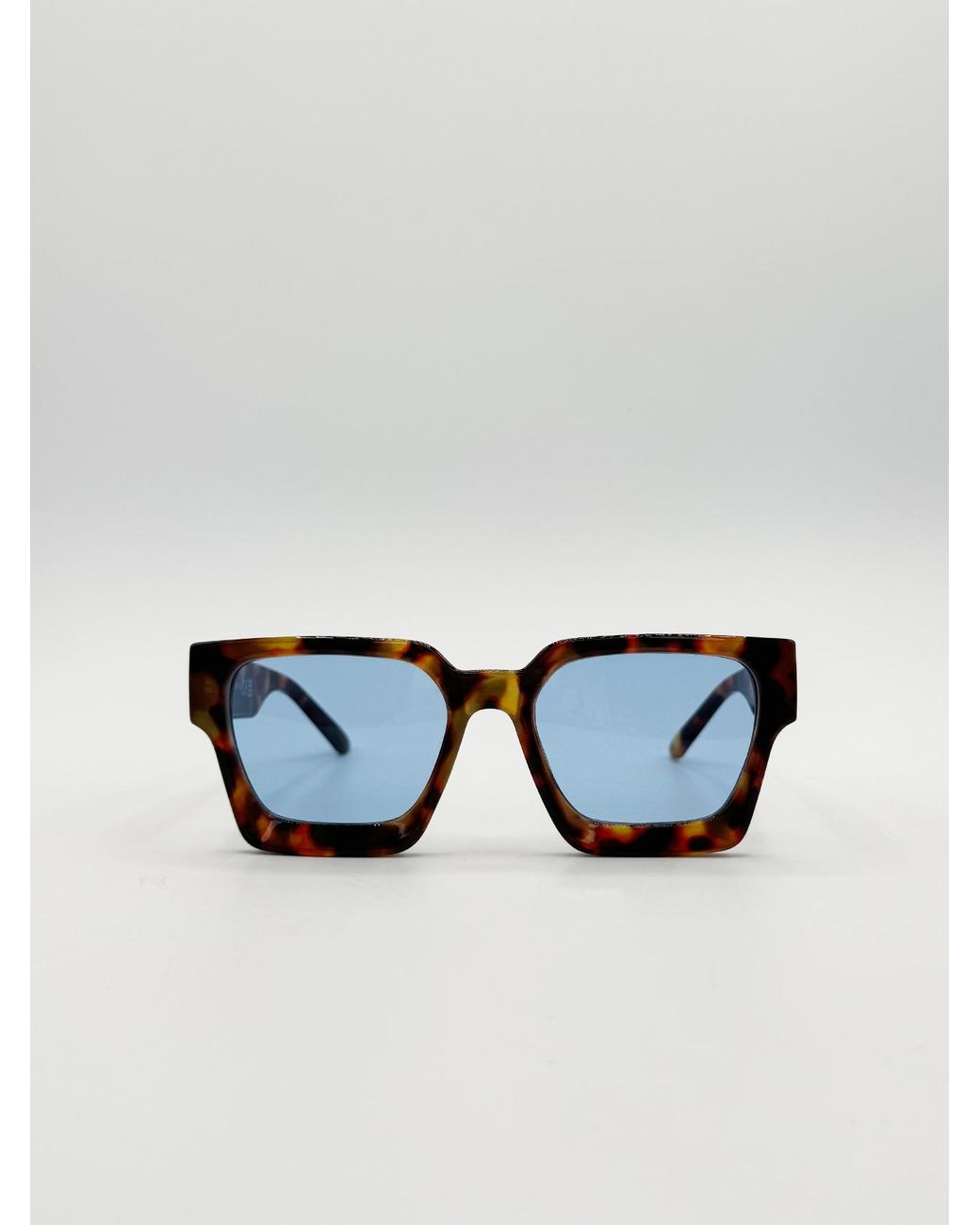 SVNX Blue Chunky Oversize Square Sunglasses for men