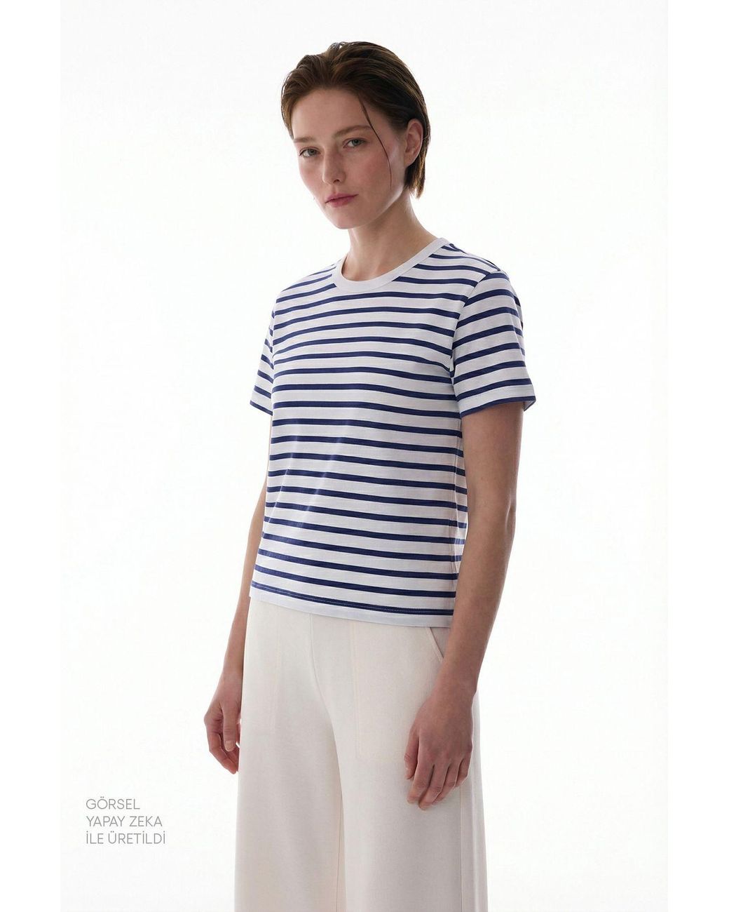 Penti Blue Oversized Striped Cotton T-Shirt