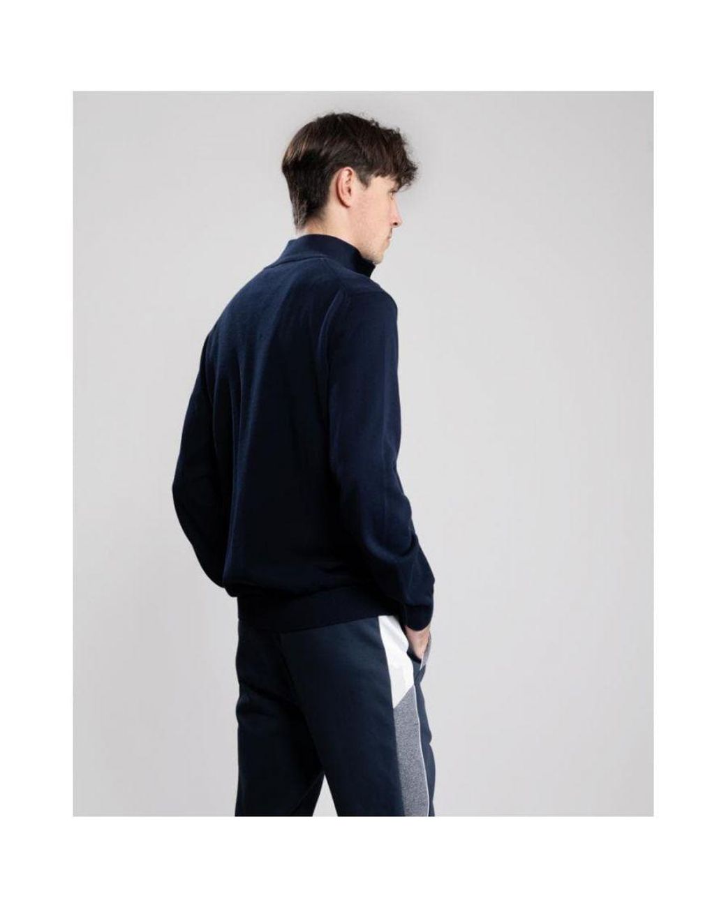 Lacoste Blue Half Zip Logo Sweatshirt for men
