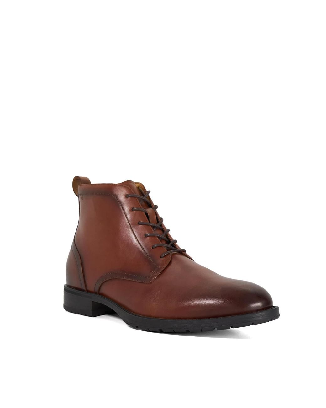 Dune Brown Carrsons Leather Lace-Up Ankle Boots for men