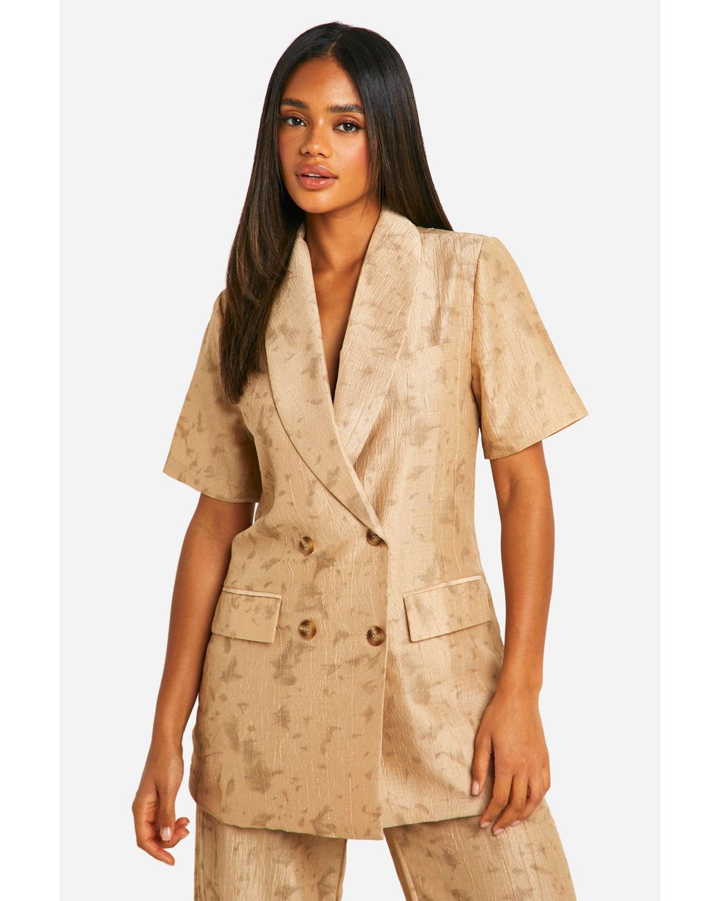 Boohoo Natural Tie Dye Textured Relaxed Fit Blazer