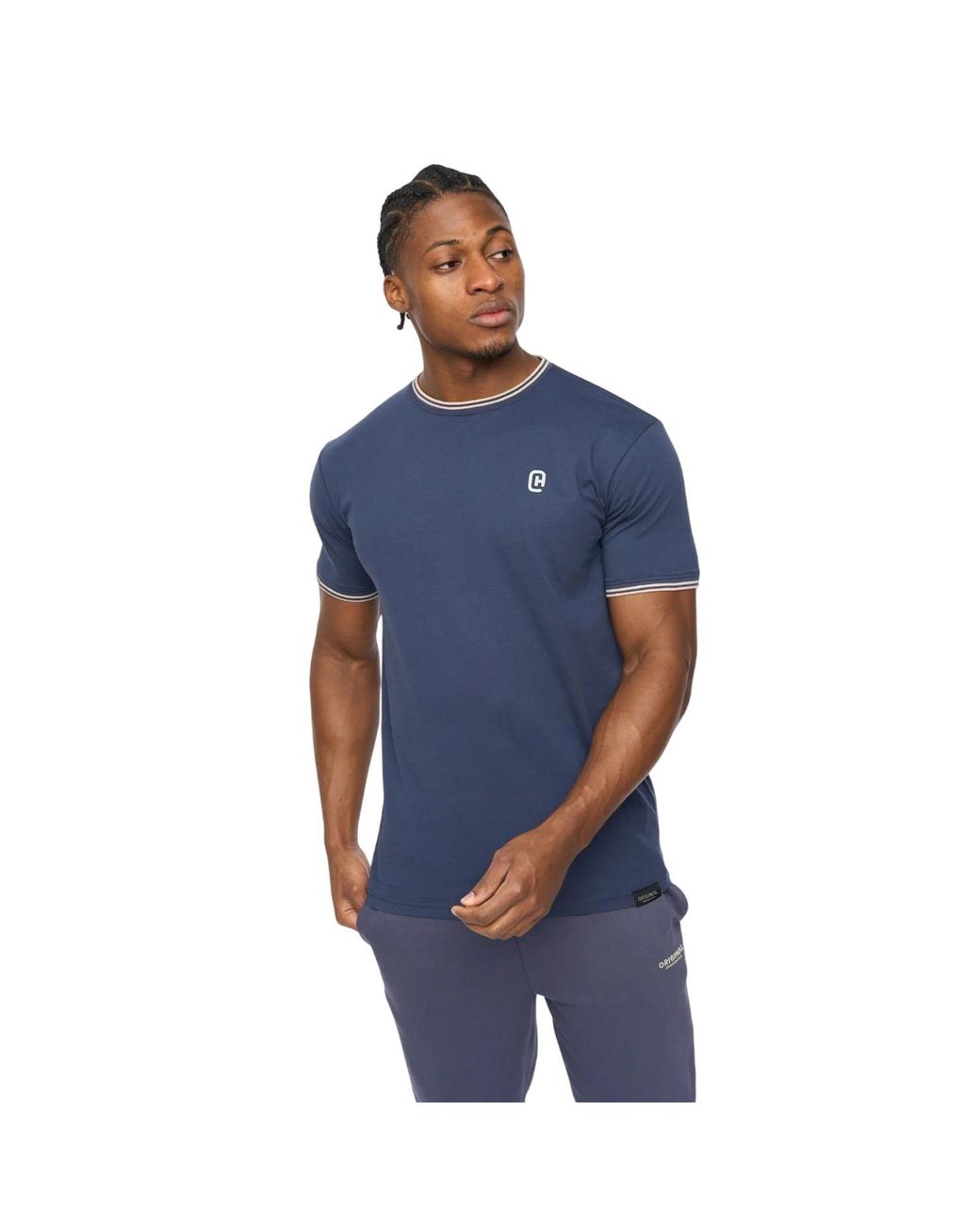 Crosshatch Blue Preece T-Shirt Cotton for men