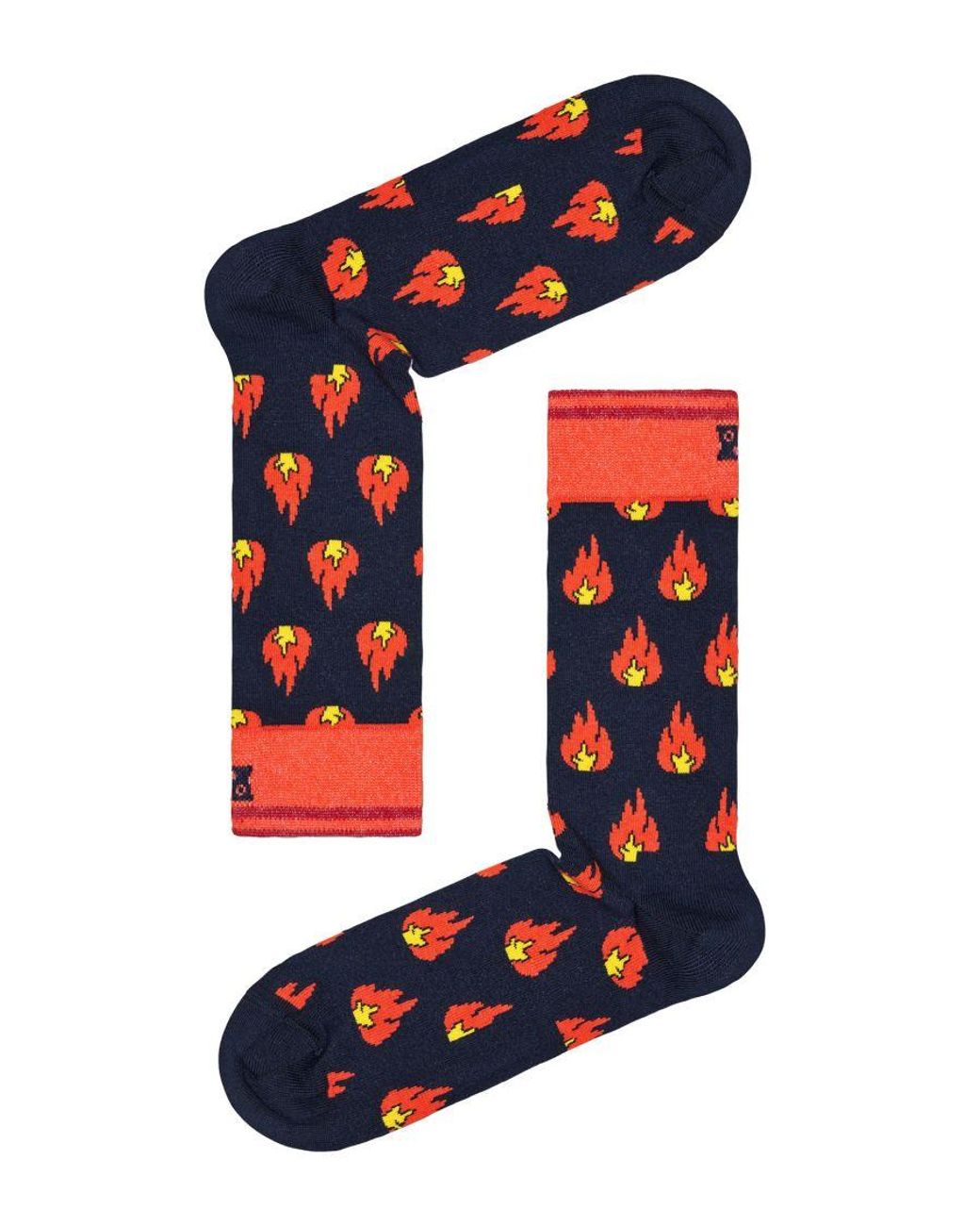 Happy Socks Blue Novelty Flames Design