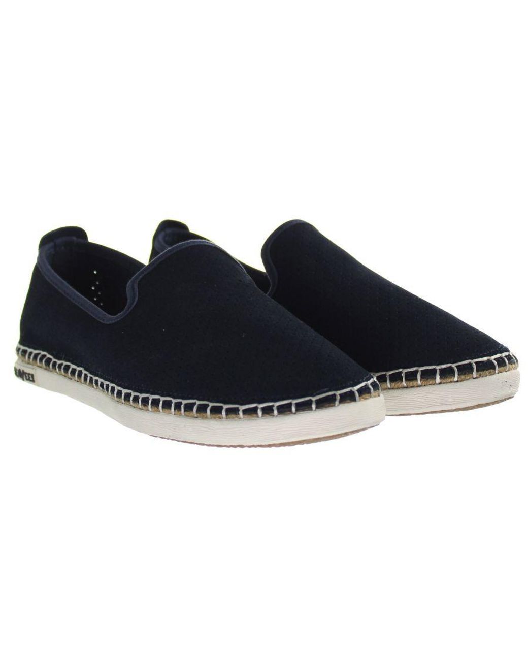 Seavees Black Ocean Park Slip-On Suede Leather Espadrilles