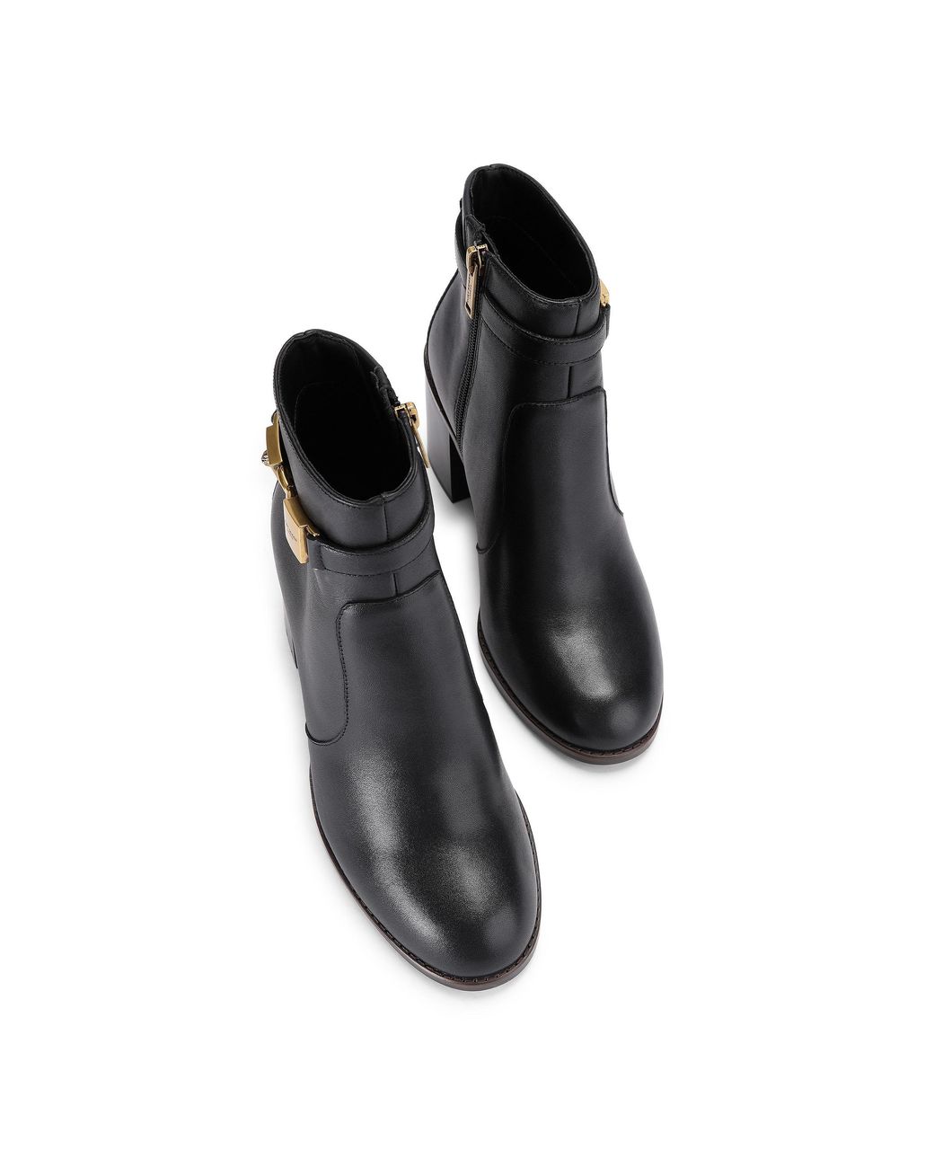 Kurt Geiger Black Leather Kingsley Block Ankle Boots