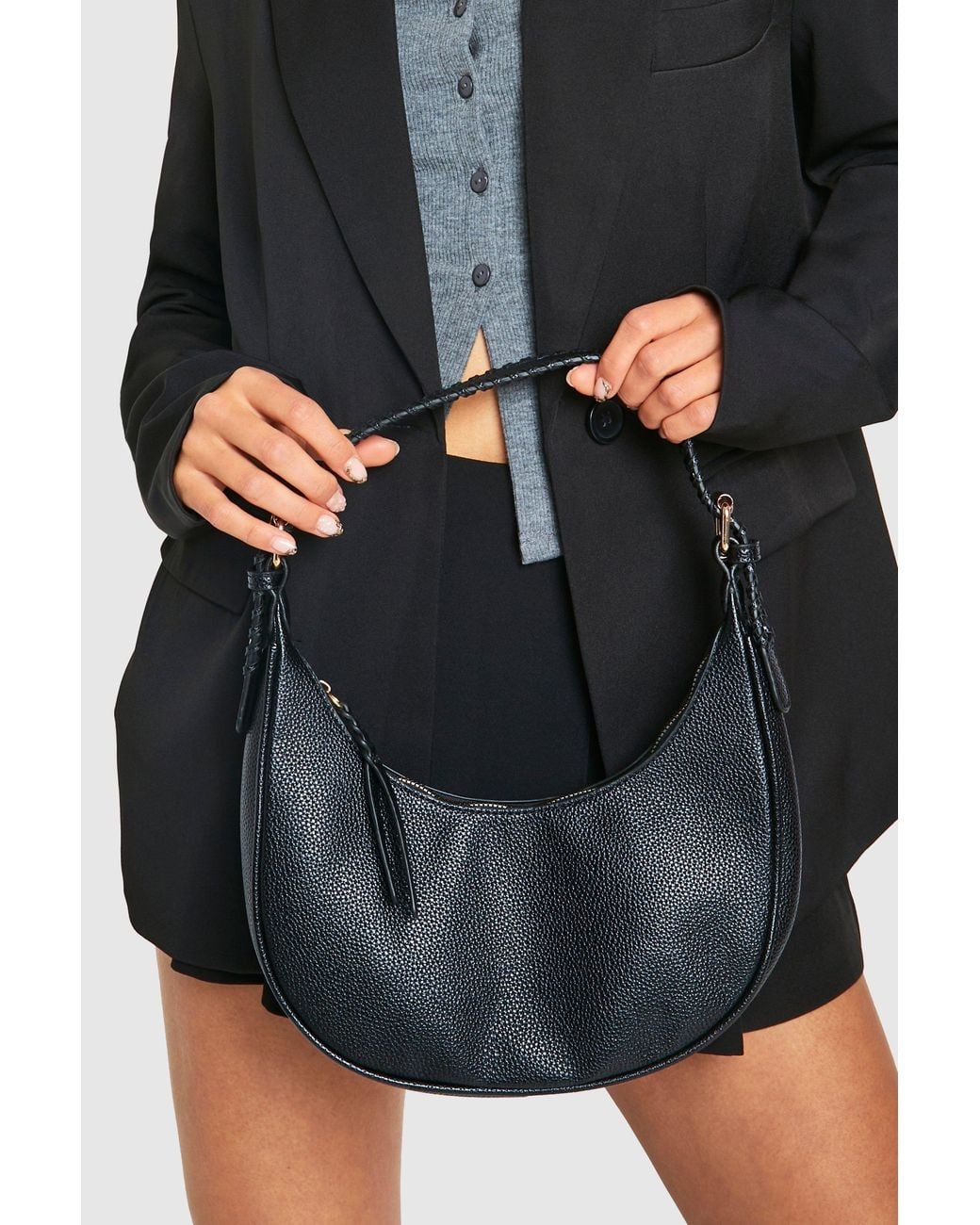 Boohoo Black Western Tassel Leather Look Shoulder Bag