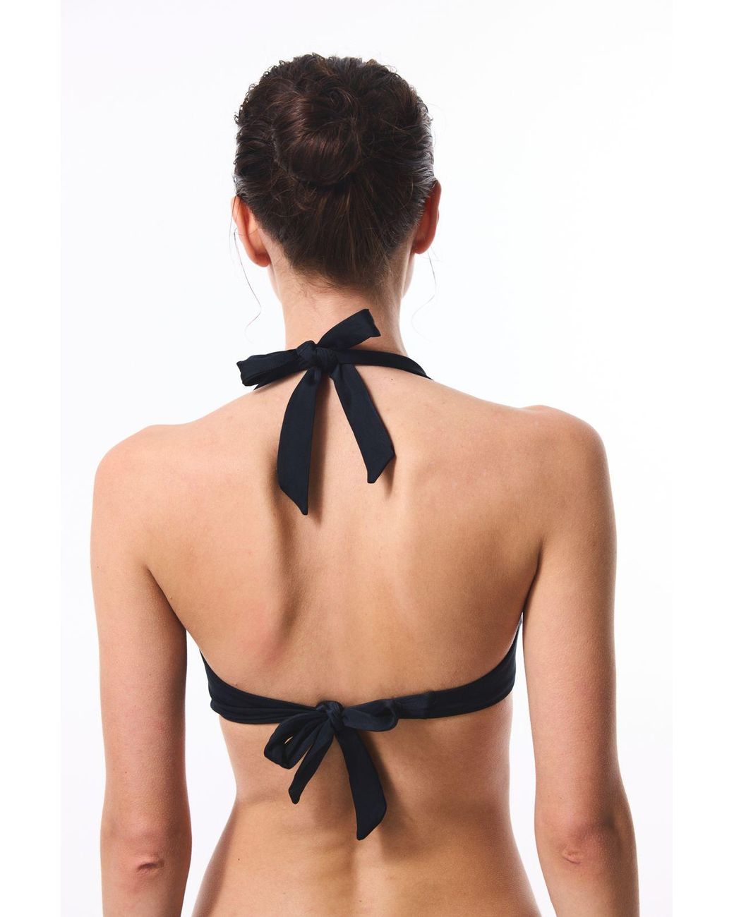 Penti Black Solid Triangle Halter Bikini Top