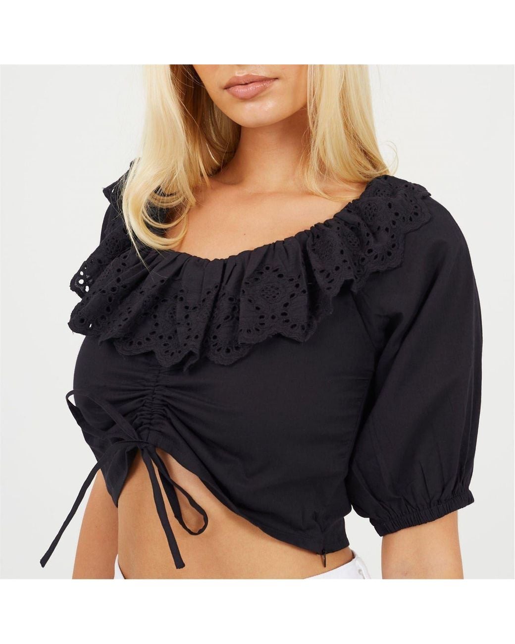 Brave Soul Black Ls Crop Top