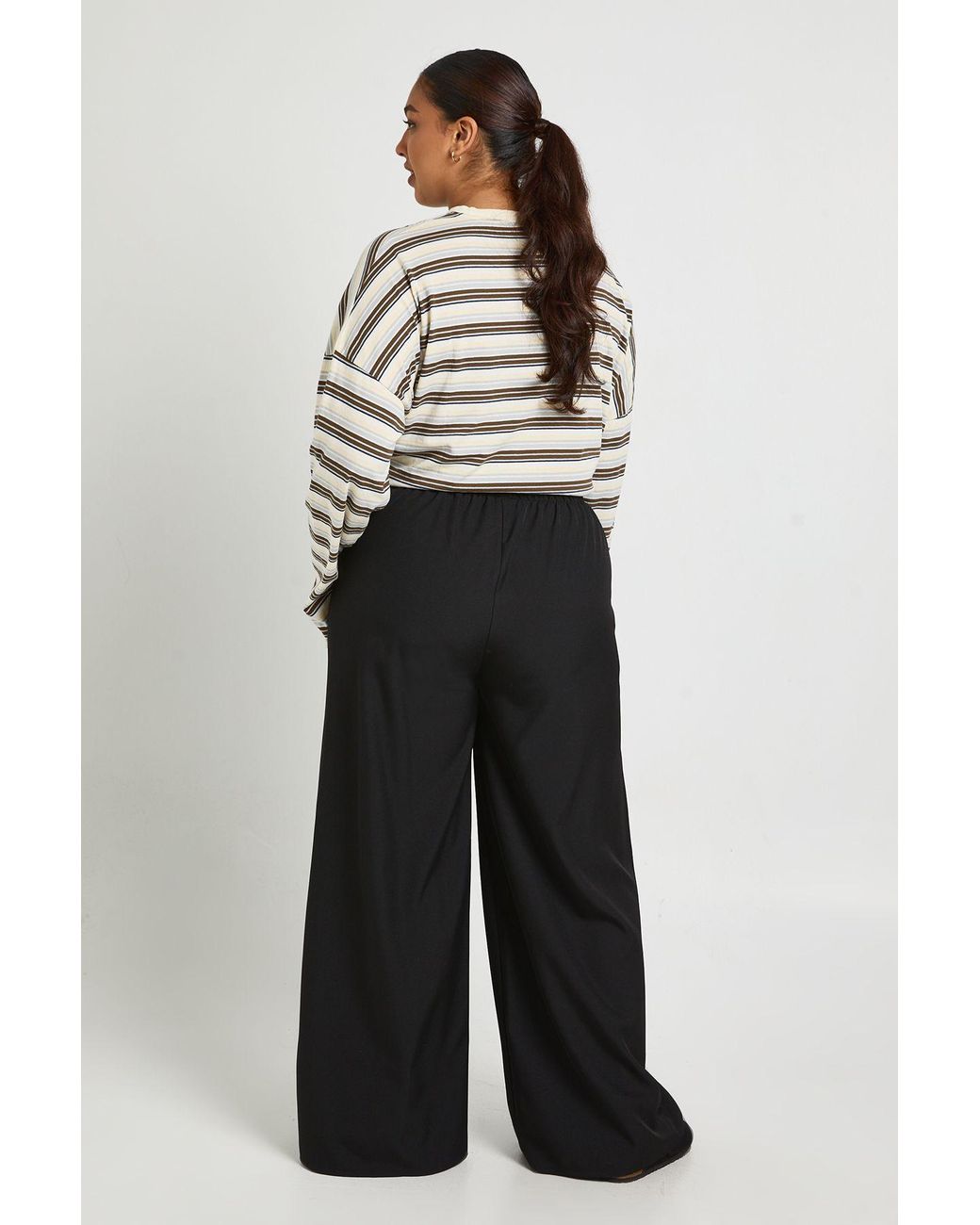 Boohoo White Plus Woven Elasticated Waist Drawstring Wide Leg Trouser