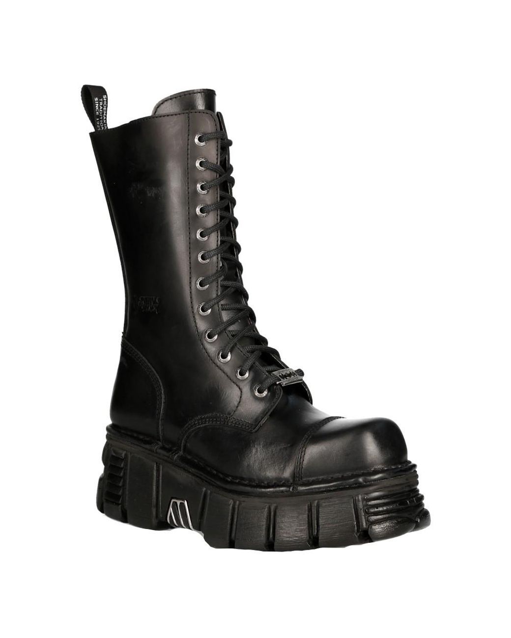 New Rock Black Metallic Techno Biker Boots- M-Mili211C-C1