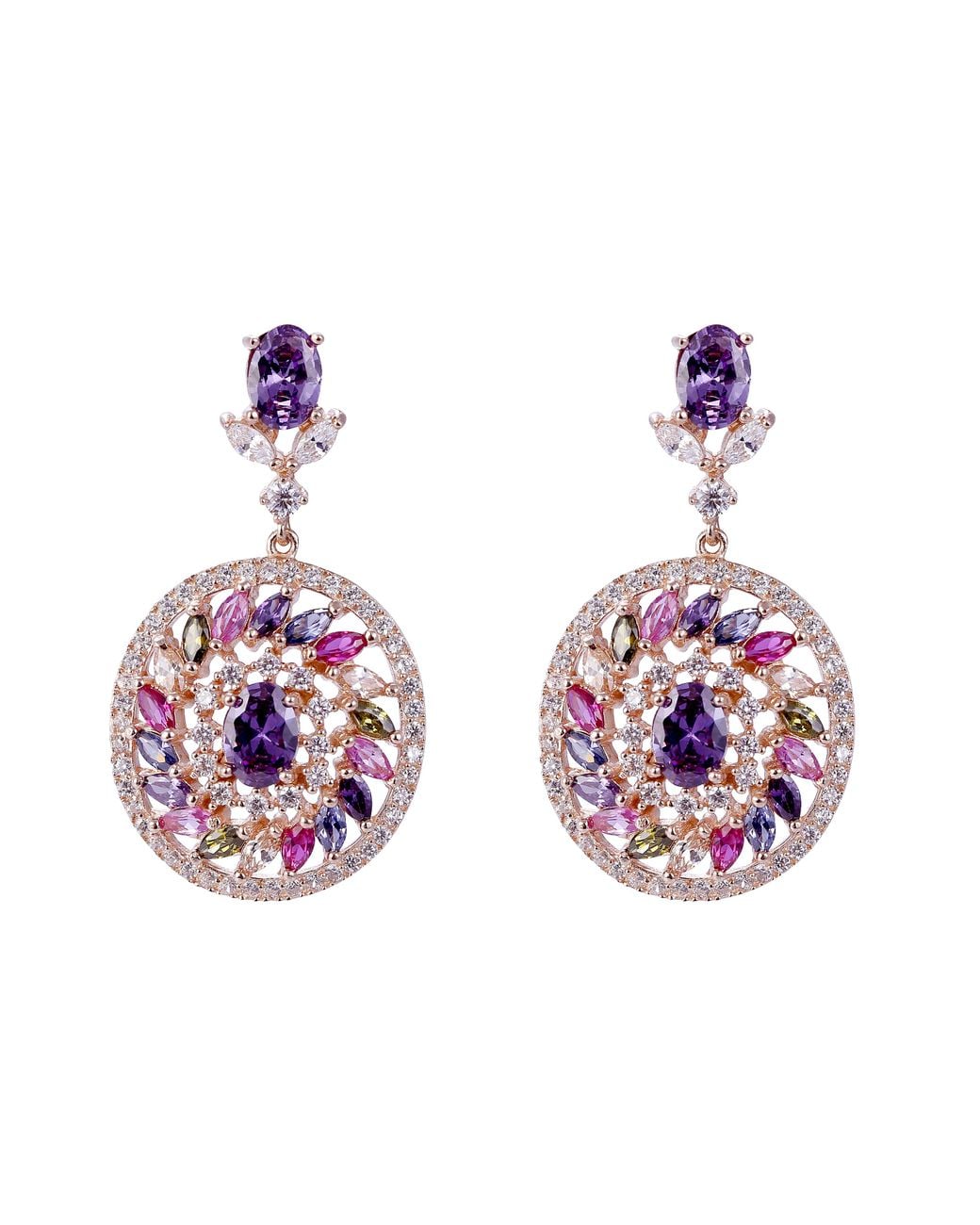 Orphelia Pink 'Enya 925 Sterling Set: Earrings + Ring