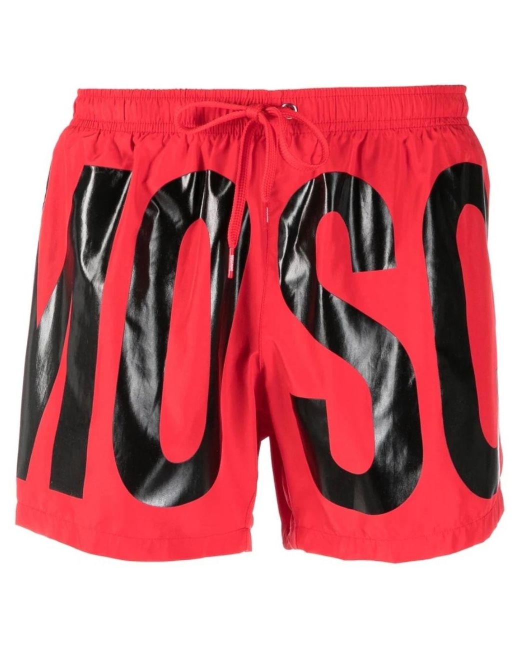 Moschino Red Brand Print Logo Short Swim Shorts Textile for men