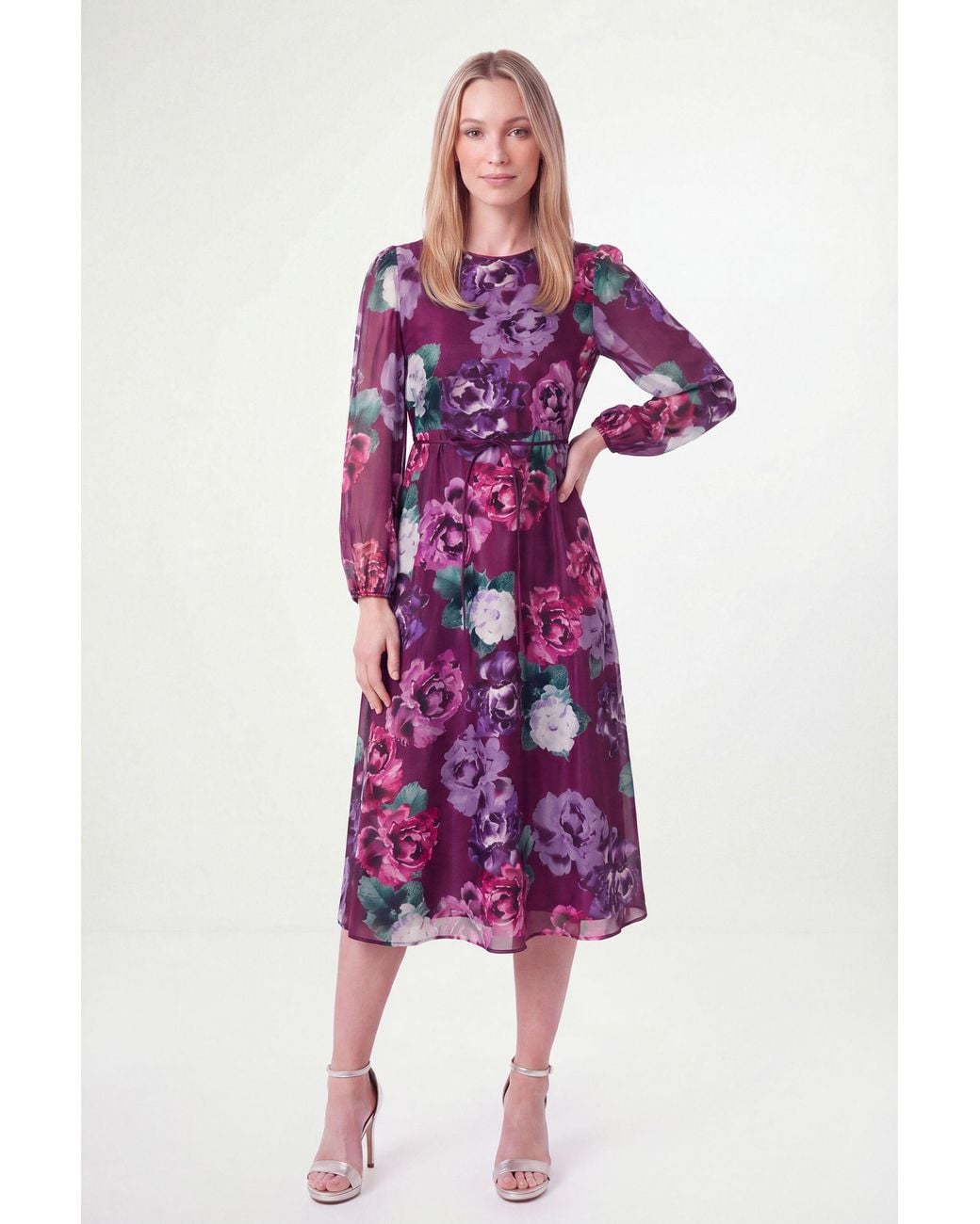 Wallis Purple Petite Floral Organza Midi Dress