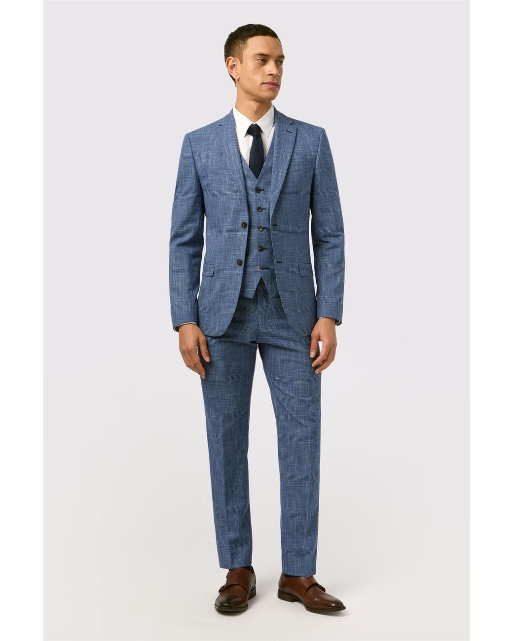Antique Rogue Blue Single Breasted Long Sleeve Two Button Slim Fit Suit Jacket for men