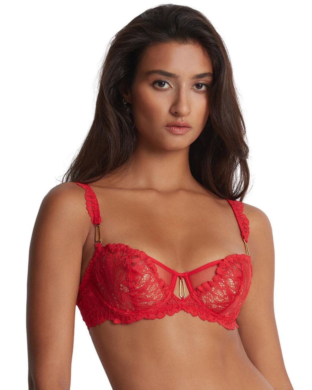 Aubade Red Laf14 Flowermania Half-Cup Bra