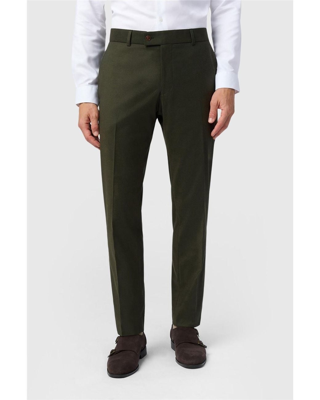 Antique Rogue Black Flat Fronted Slim Fit Suit Trousers for men
