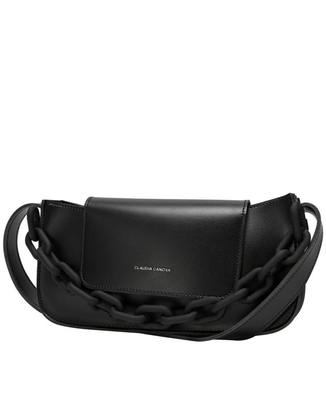 Claudia Canova Black Esme Flap Over Shoulder Bag