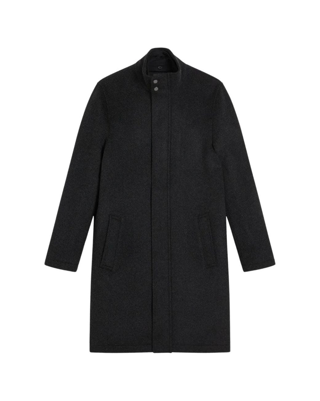Ted Baker Black Ederson Wool Blend Funnel Neck Coat for men