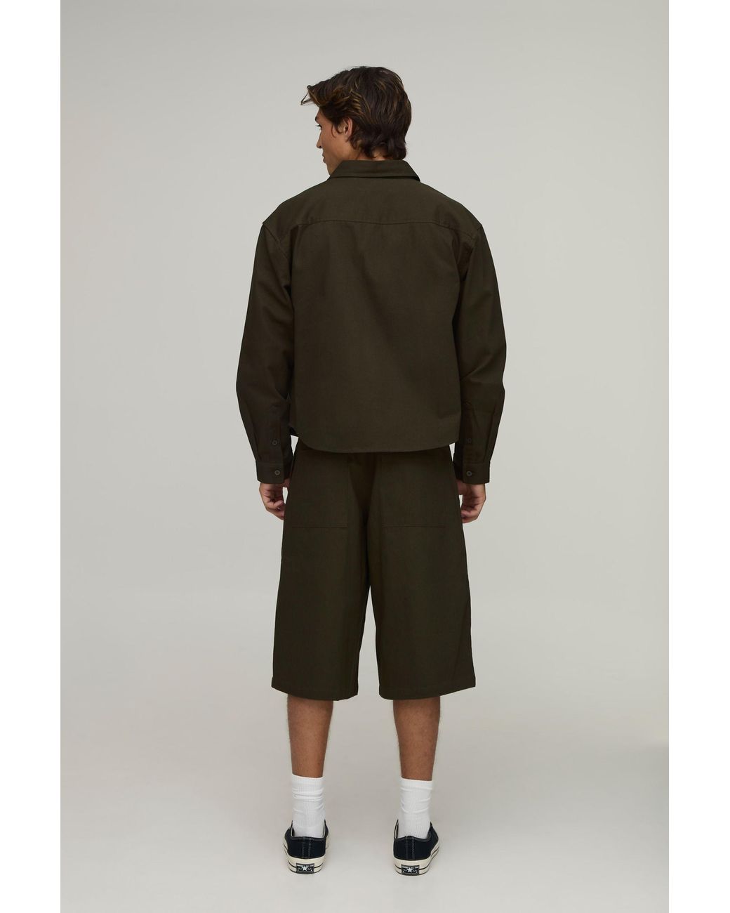 BoohooMAN Black Oversized Boxy Shirt & Longline Jort Set for men