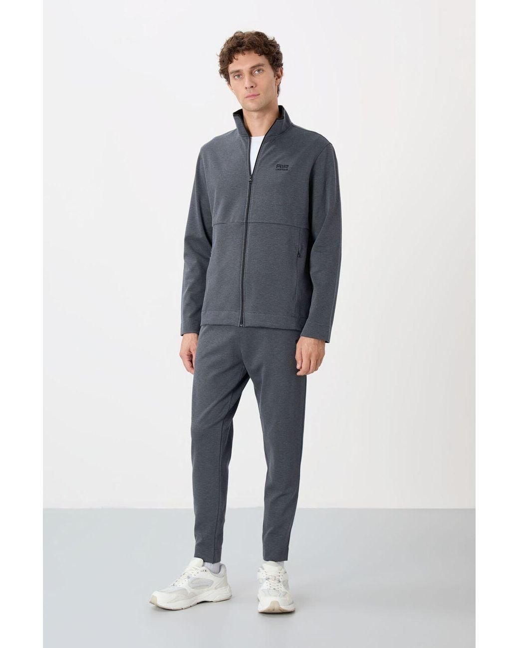 TOMMY LIFE Blue Zip-Collar Sweatshirt And Pants Set for men