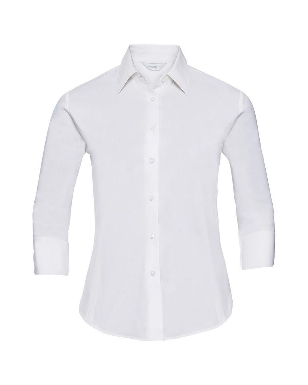 Russell White Collection /Ladies Easy-Care Fitted 3/4 Sleeve Formal Shirt