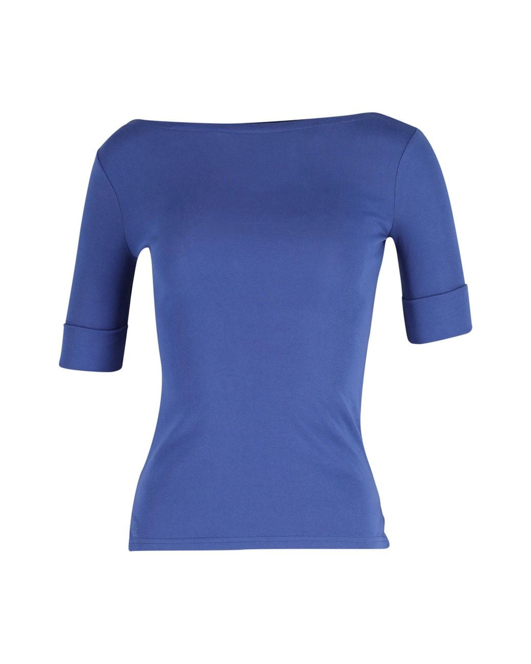 Ralph Lauren Blue Boat Neck Top With Cotton