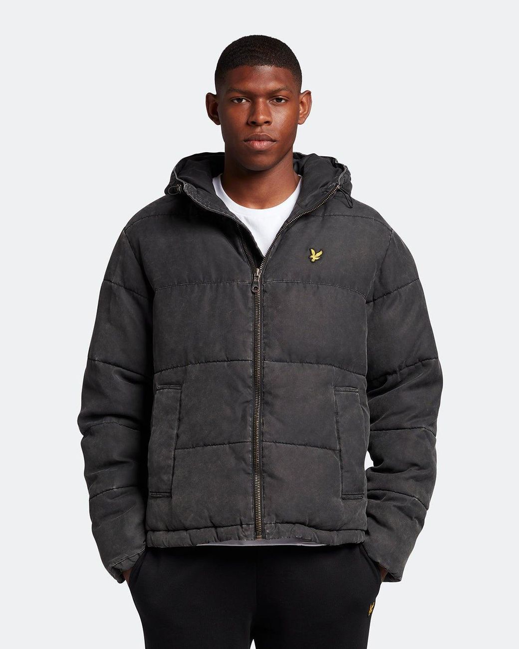 Lyle & Scott Black Washed Wadded Jacket for men