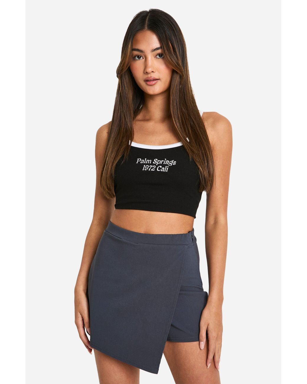 Boohoo Blue Asymmetric Skort