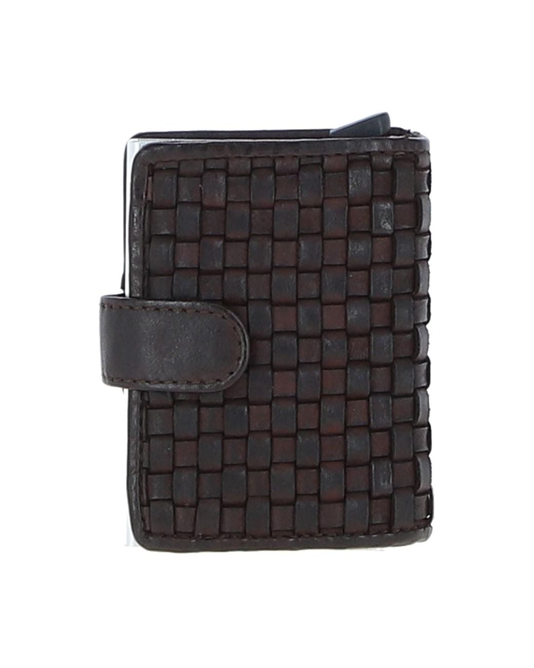 Ashwood Leather Black 'La Perfetto' Metal & Woven Card Wallet Case