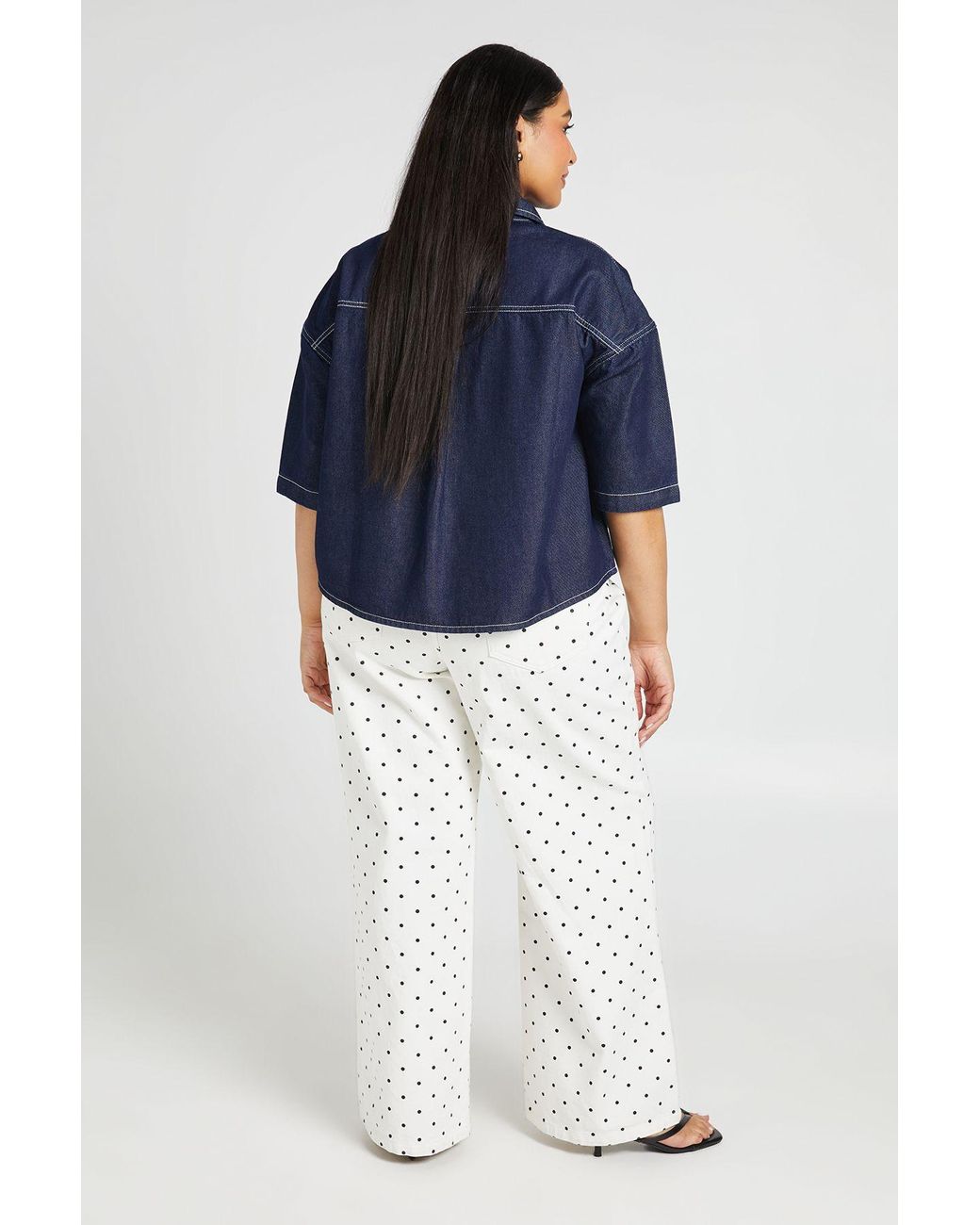 Boohoo Blue Plus Oversized Short Sleeve Denim Shirt