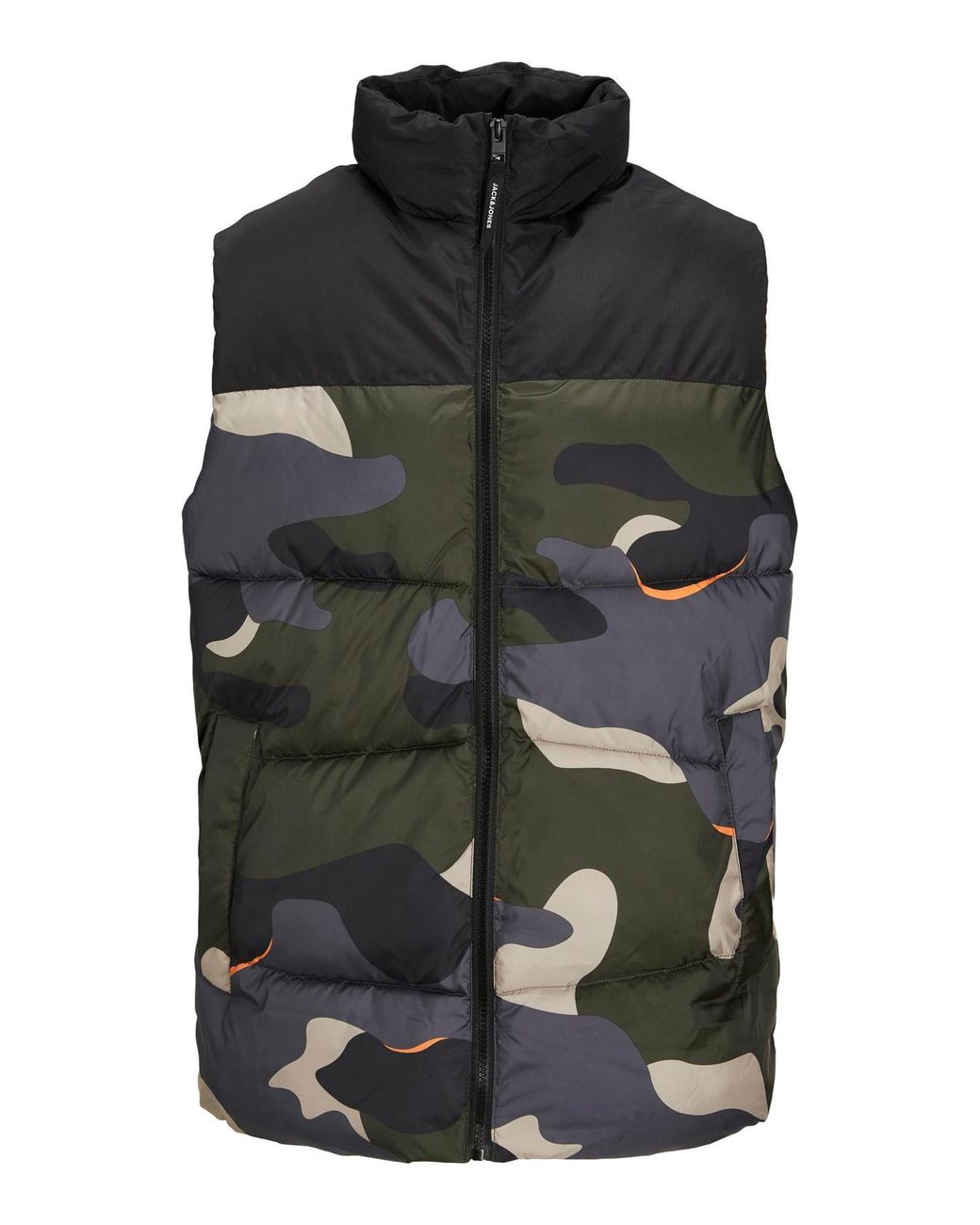 Jack & Jones Black Zip Up Quilted Gilet for men