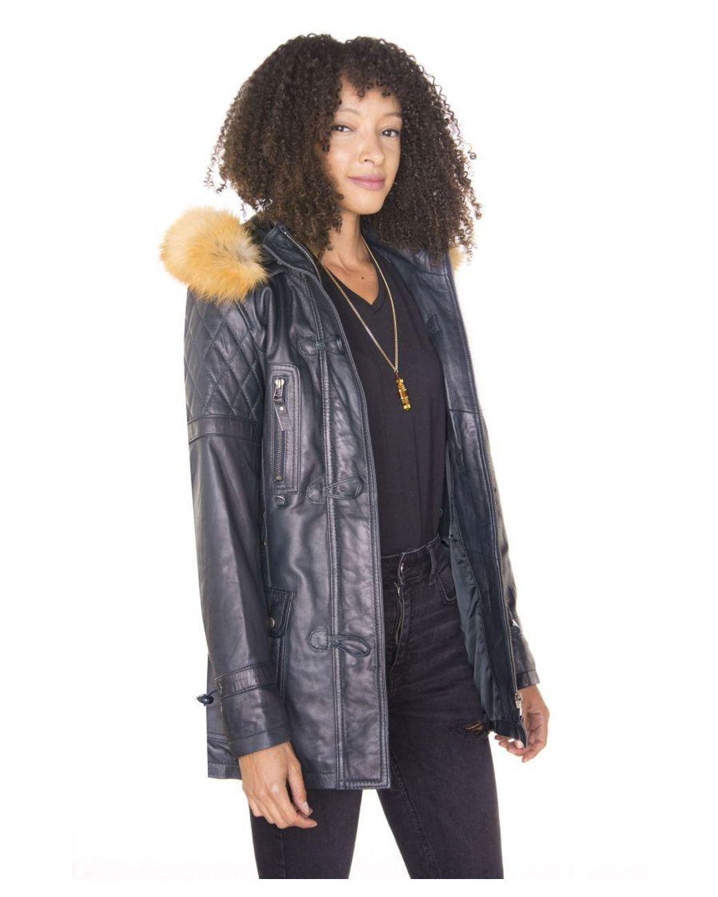 Infinity Leather Gray Quilted Parka Jacket-Brussels