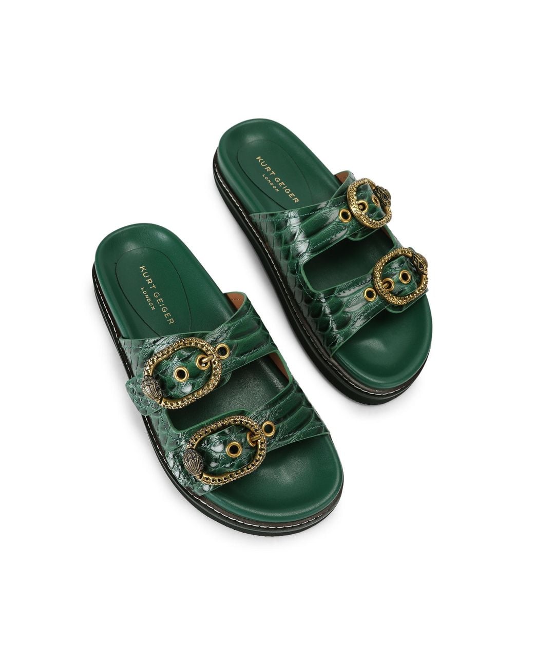 Kurt Geiger Green Mayfair 2 Buckle Sandal Sandals