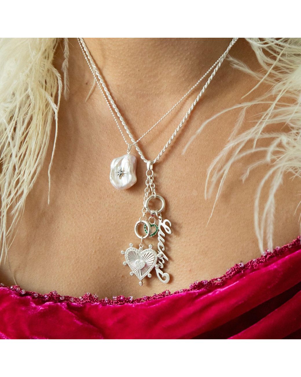 SEOL + GOLD Green Sterling Emerald Heart Charm