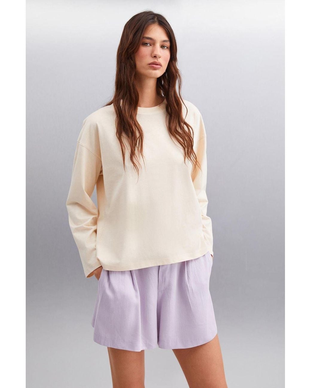 Grimelange Natural Oversized Crew Neck T-Shirt