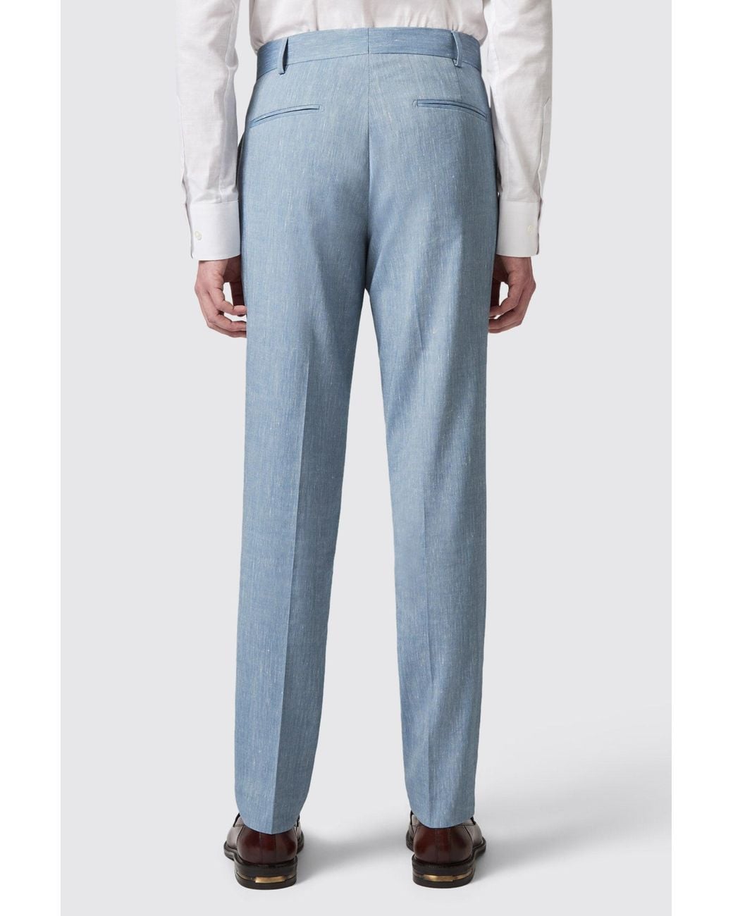 Shelby and Sons Blue Looten Slim Fit Linen Trousers for men