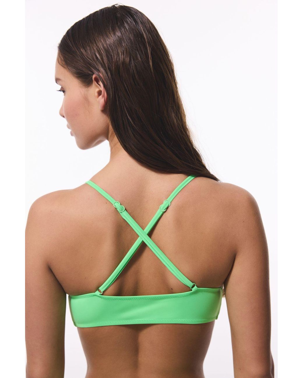 Penti Green Solid Knit Bralette Bikini Top