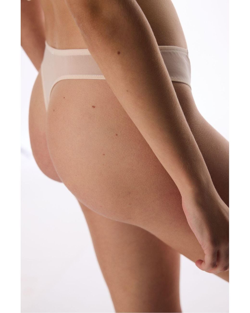 Penti Brown Broderie Thong Briefs