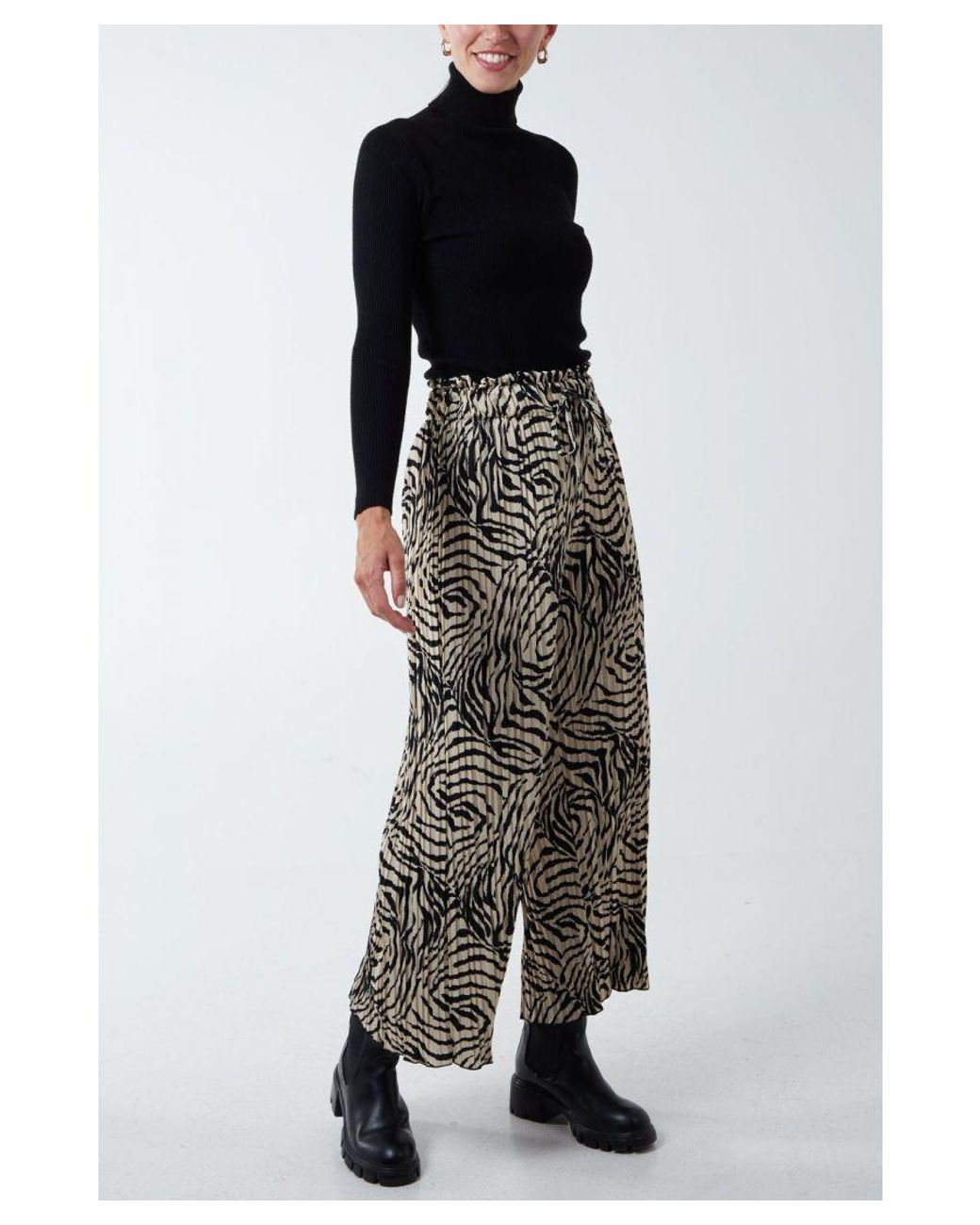 Blue Vanilla Black Zebra Pleated Trousers