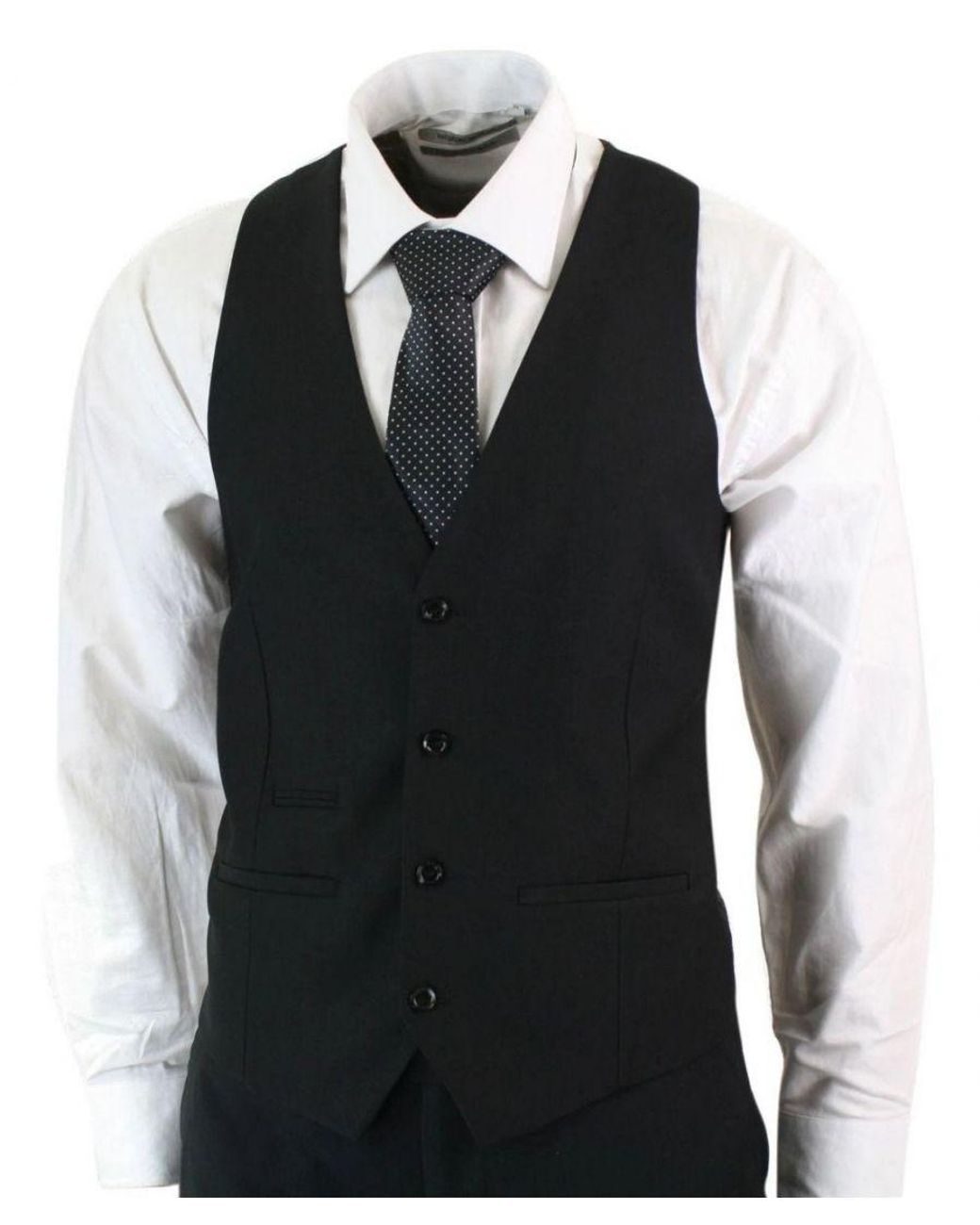 Paul Andrew Black 3 Piece Plain Classic Retro Suit Canvas for men