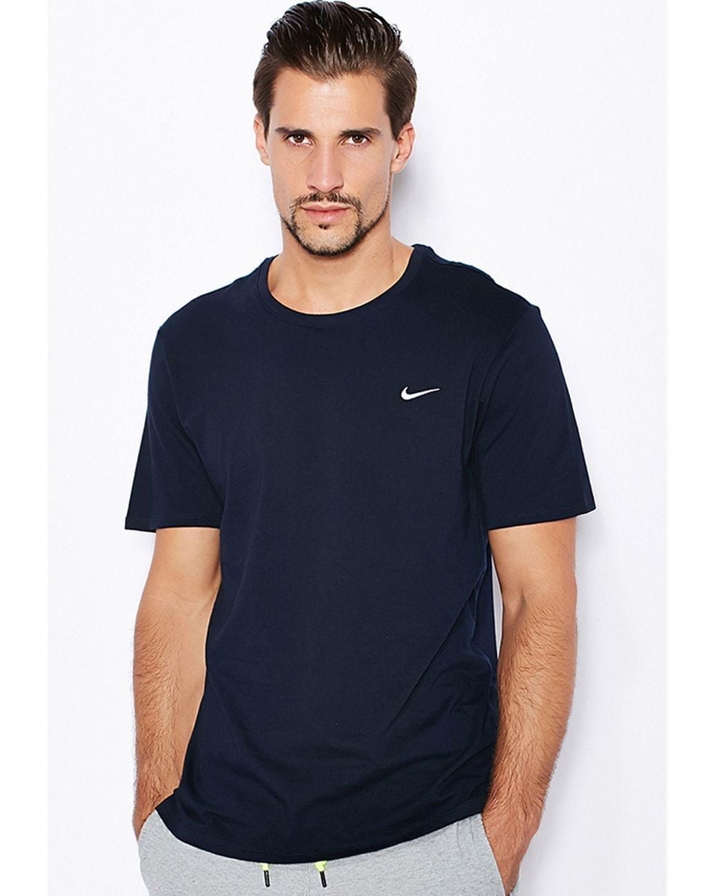 Nike Blue T Shirt With Embroidered Swoosh Cotton for men