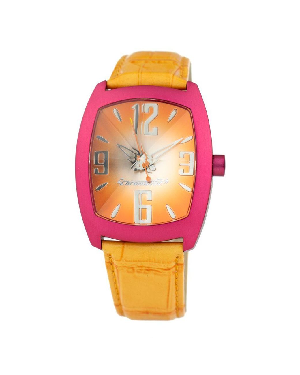 Chronotech Pink Orange Leather Watch
