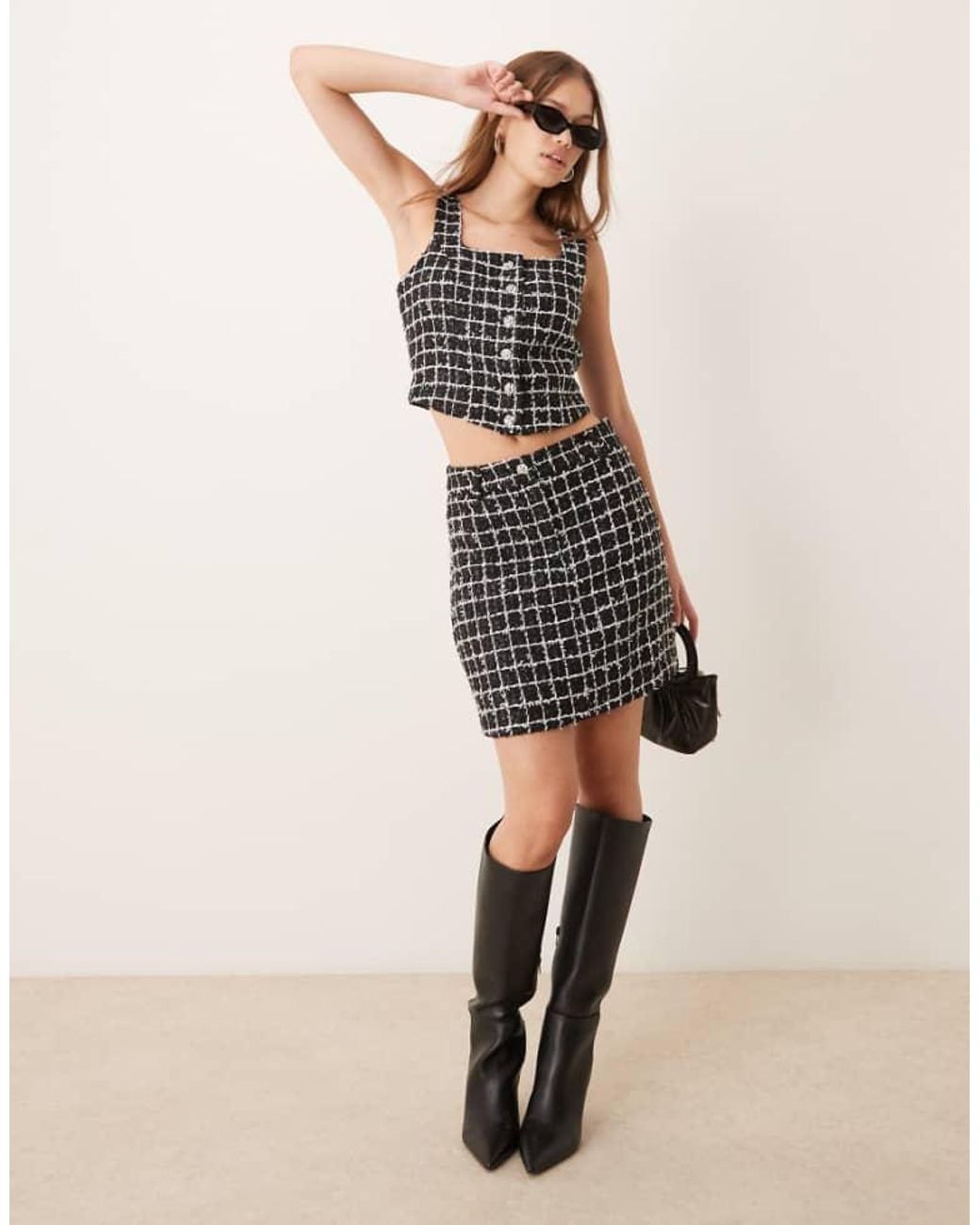 Y.A.S Natural Boucle Mini Skirt Co-Ord