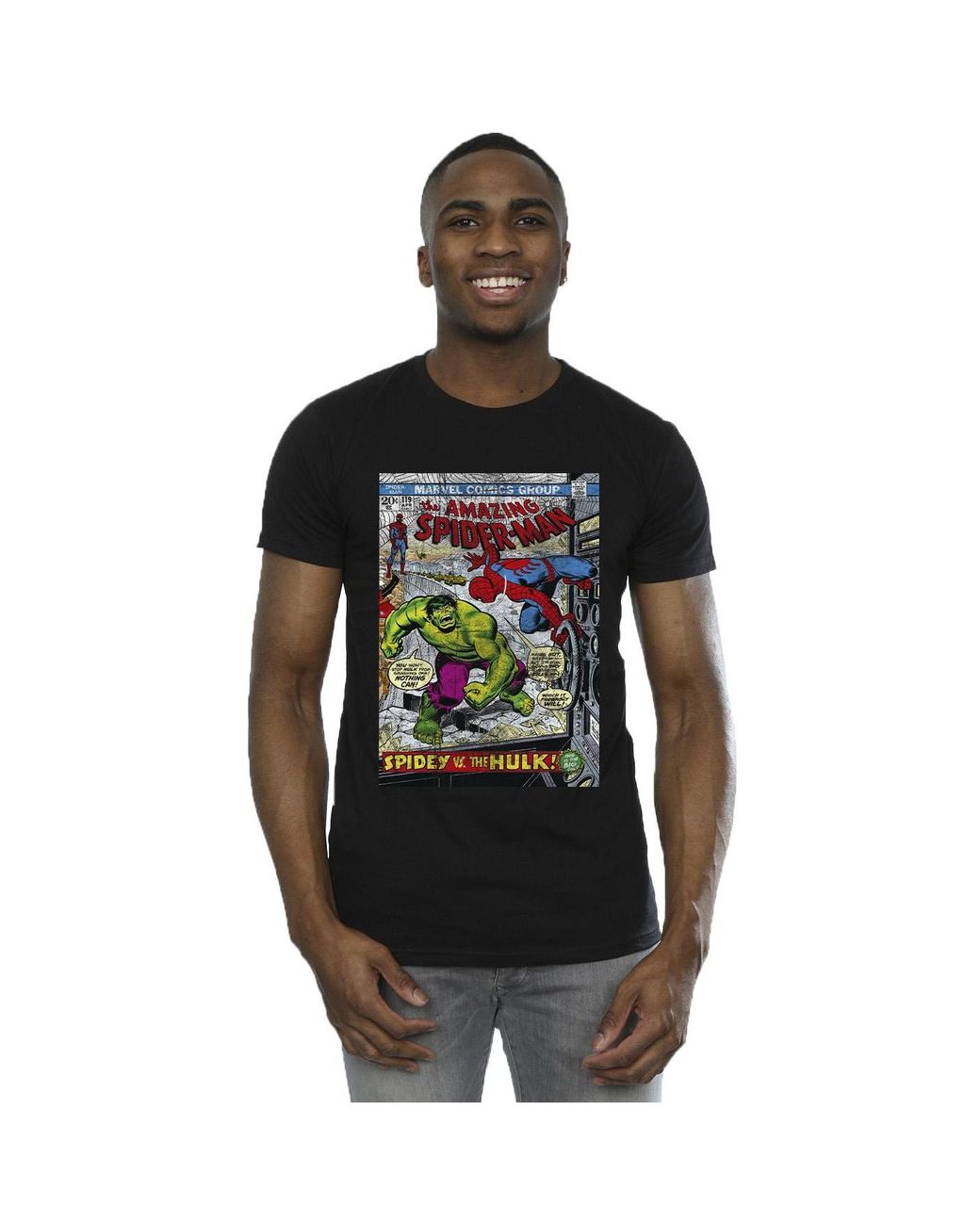 Marvel Black Spider- Vs Hulk Cover T-Shirt Cotton for men