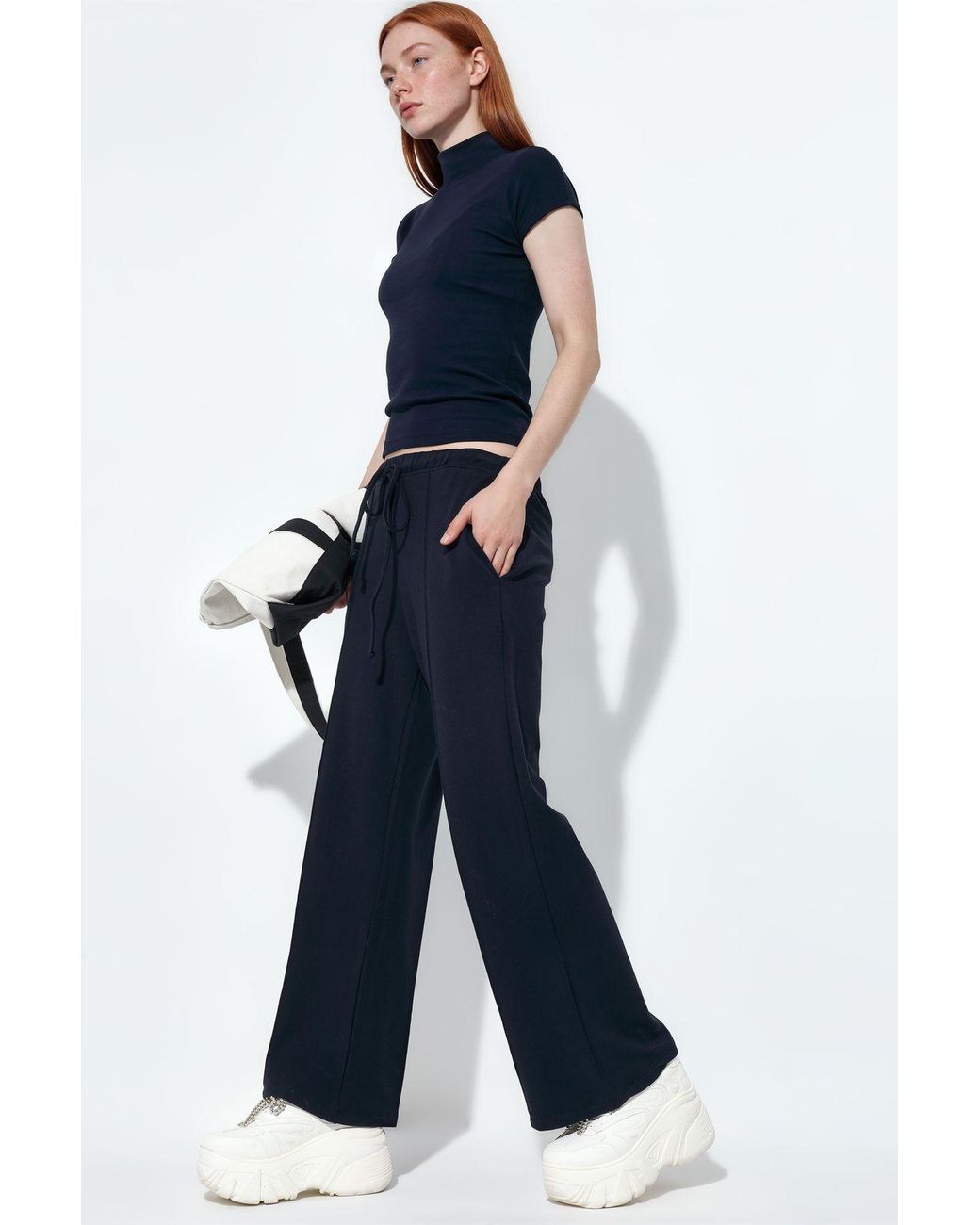 Busem Blue Flare-Leg Jersey Joggers