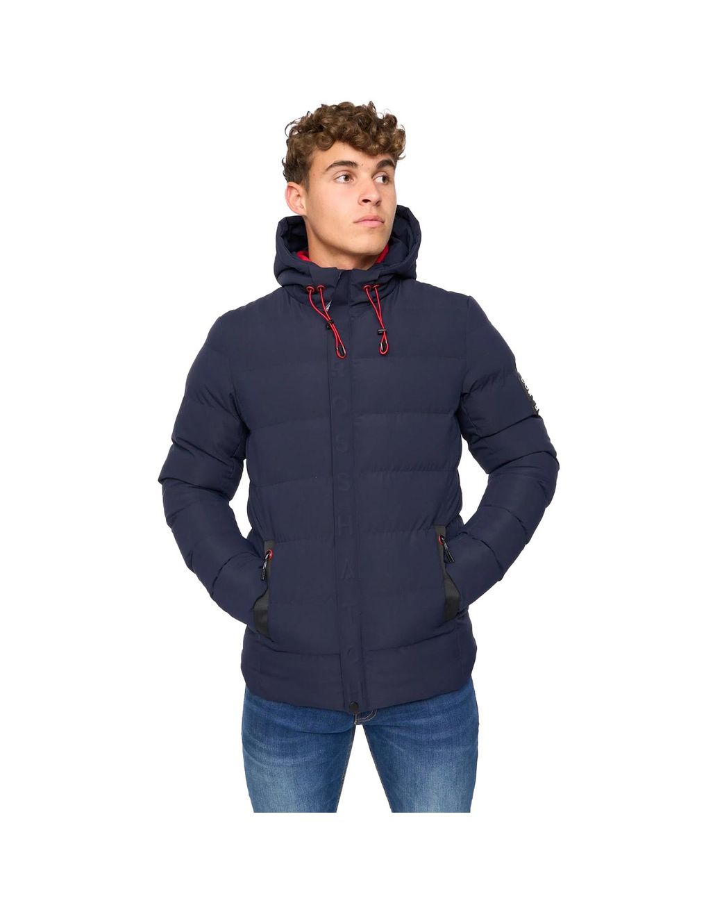 Crosshatch Blue Kampleys Embossed Padded Jacket for men