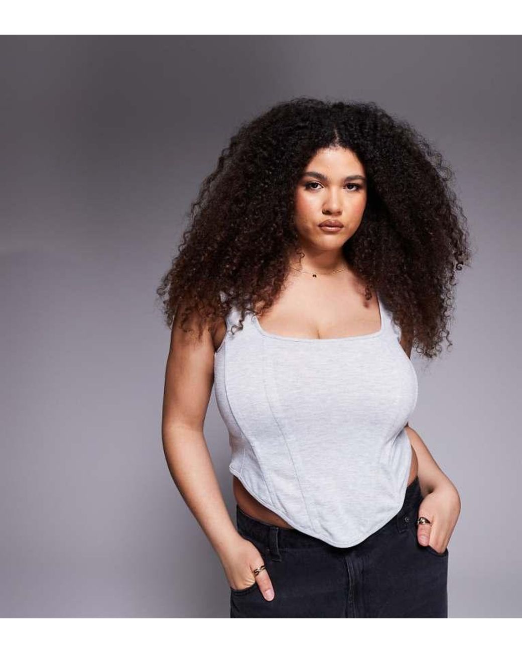 ASOS Gray Design Square Neck Corset Top