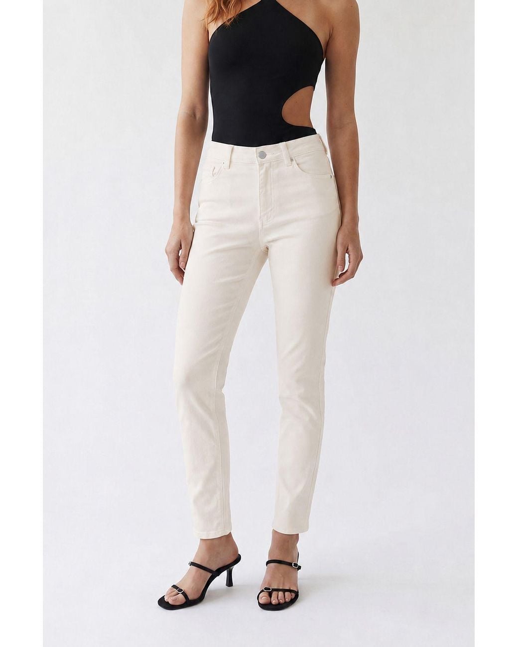 MixRay Black High-Waist Straight-Leg Denim Trousers