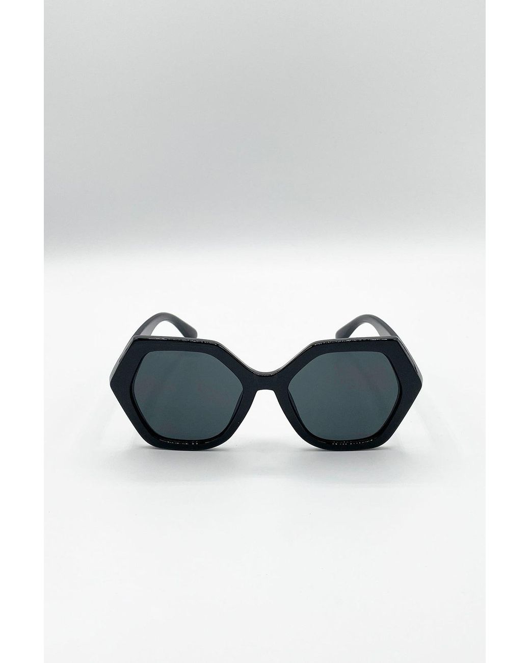 SVNX Blue Oversized Rounded Angular Sunglasses